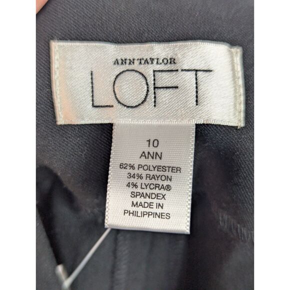 LOFT "Ann" Wide-Leg Stretch Belted Trouser Culotte Pockets Black Size 10 NWT - Picture 5 of 6